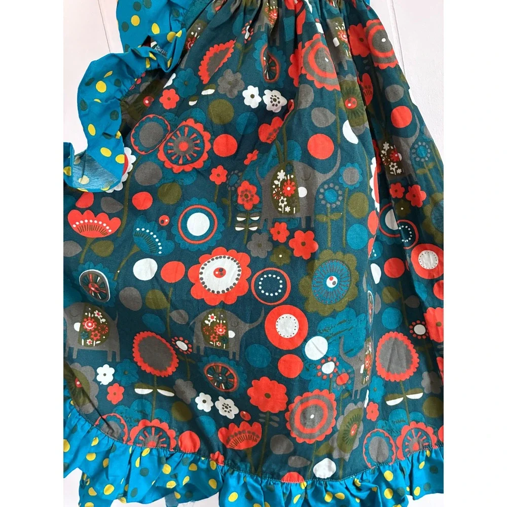 Jelly the Pug Agra Misha Dress Kids 10 Floral Elephant Mixed Print Ruffle Cotton